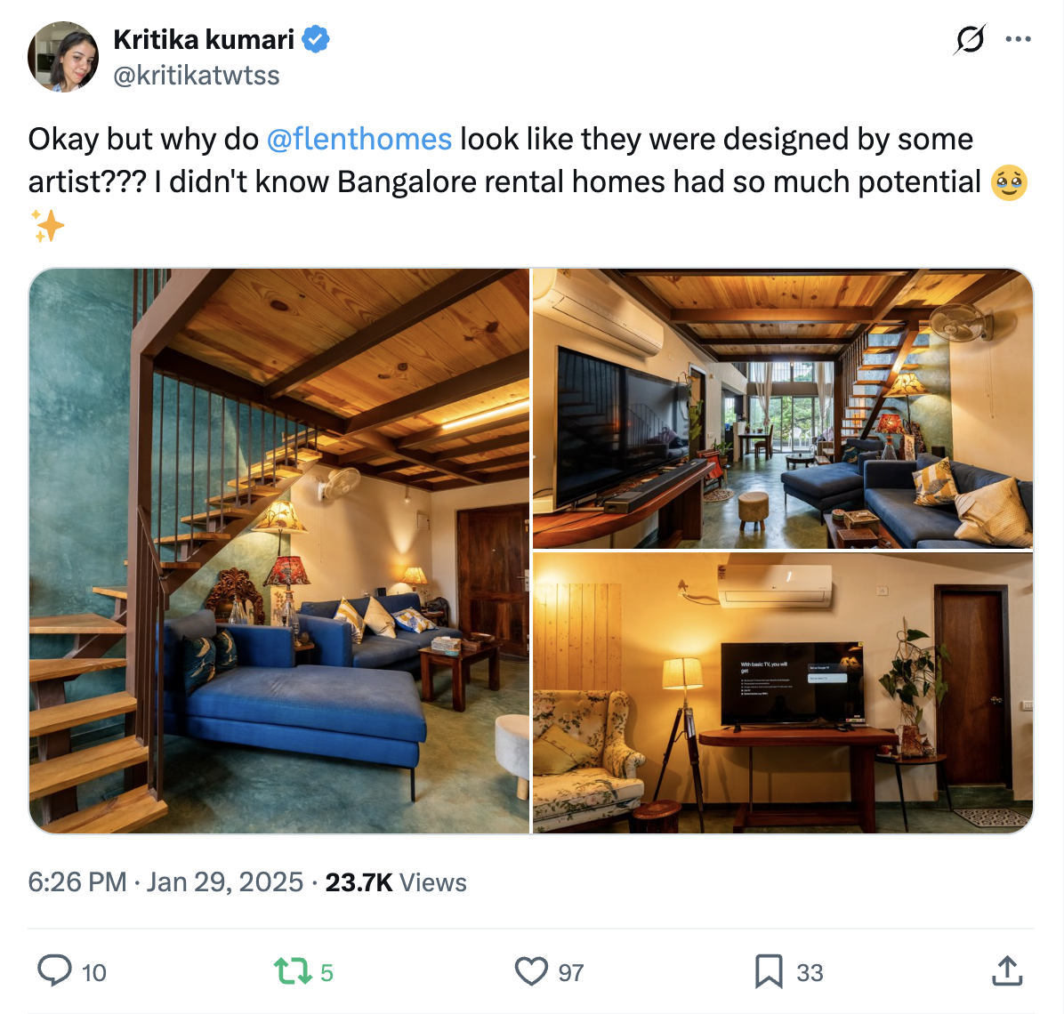 Social proof from a Flent tenant on X